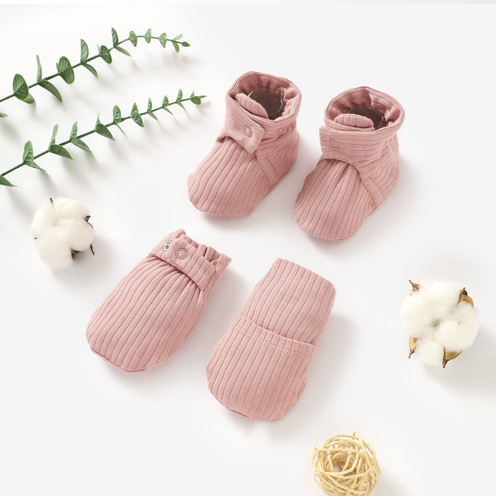 ORGANIC COTTON RIBBED MITTENS & BOOTIES SET0-6 MONTHS 1 PAIR
