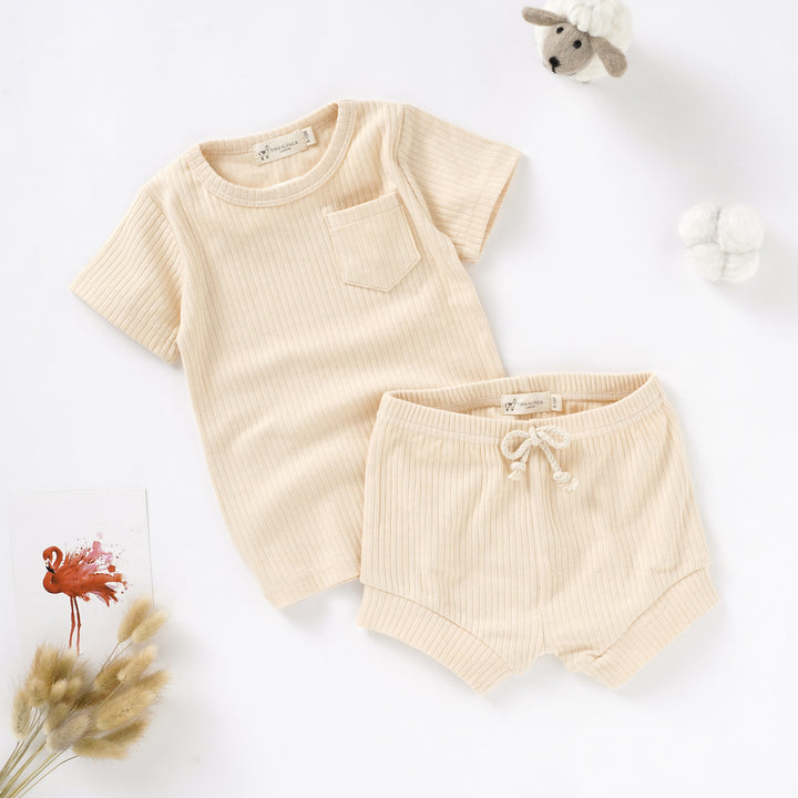Organic Natural Cotton Short Sleeve Baby Cord Set