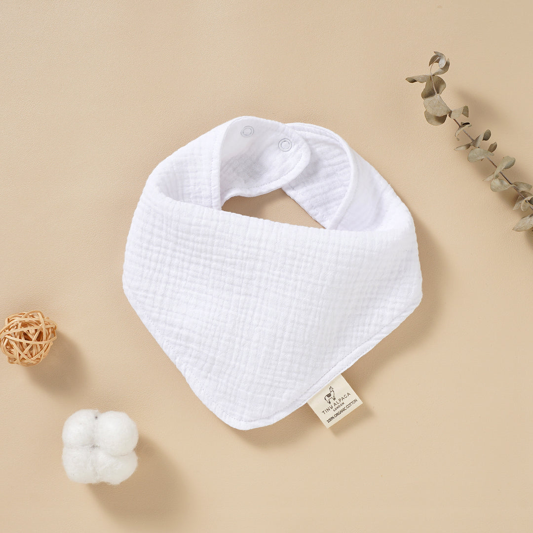Organic Natural Cotton Dribble Bibs Set of 2 (0-1 Year) (Grey and White)
