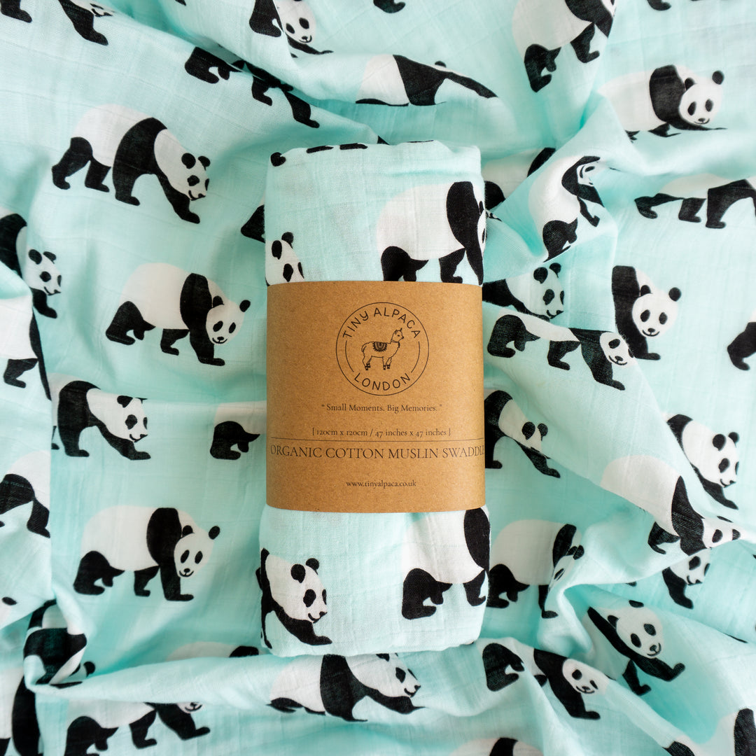 Organic Cotton Swaddle Wrap "Panda" 120X120CM
