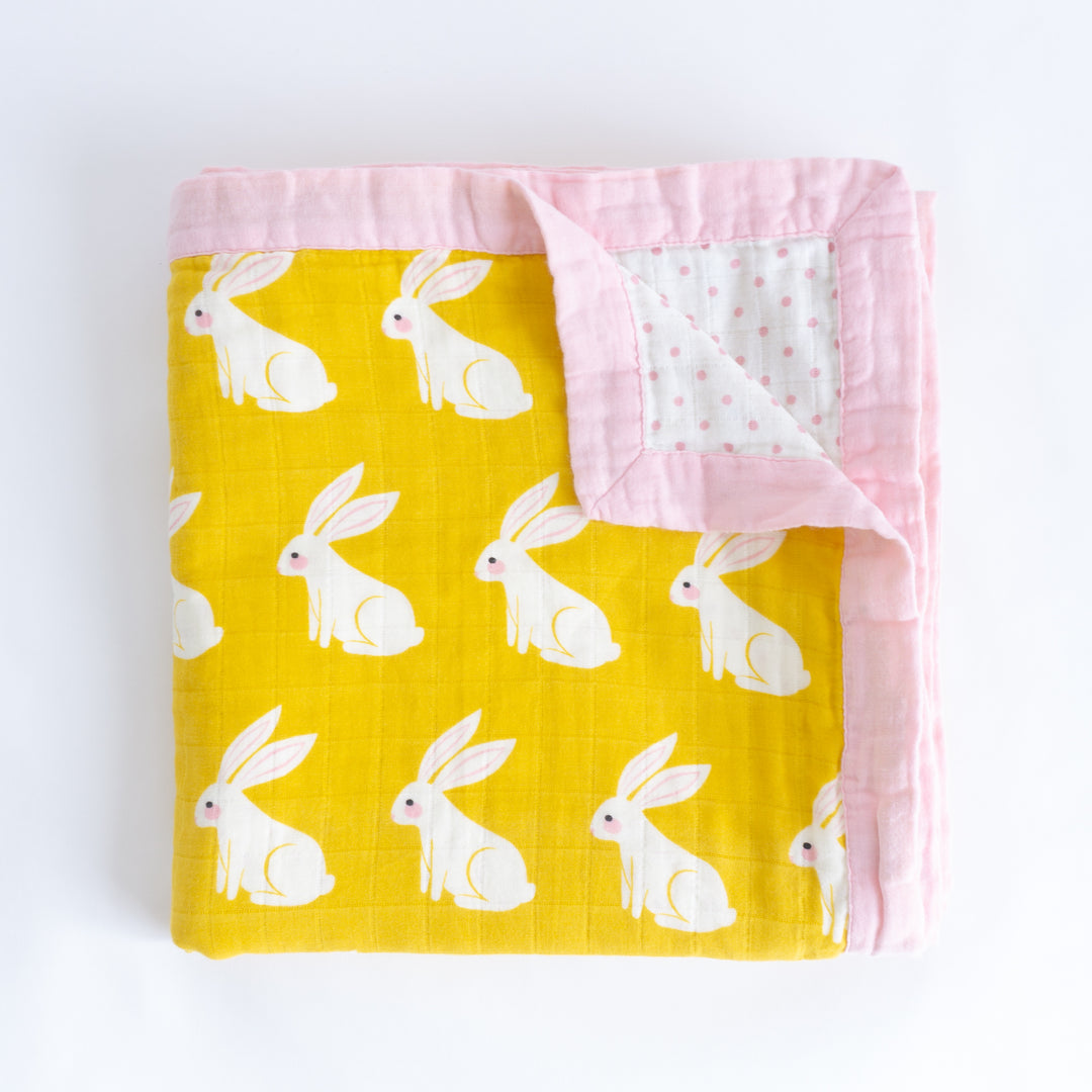 Organic Cotton Muslin Blanket "Rabbit" 120X120CM