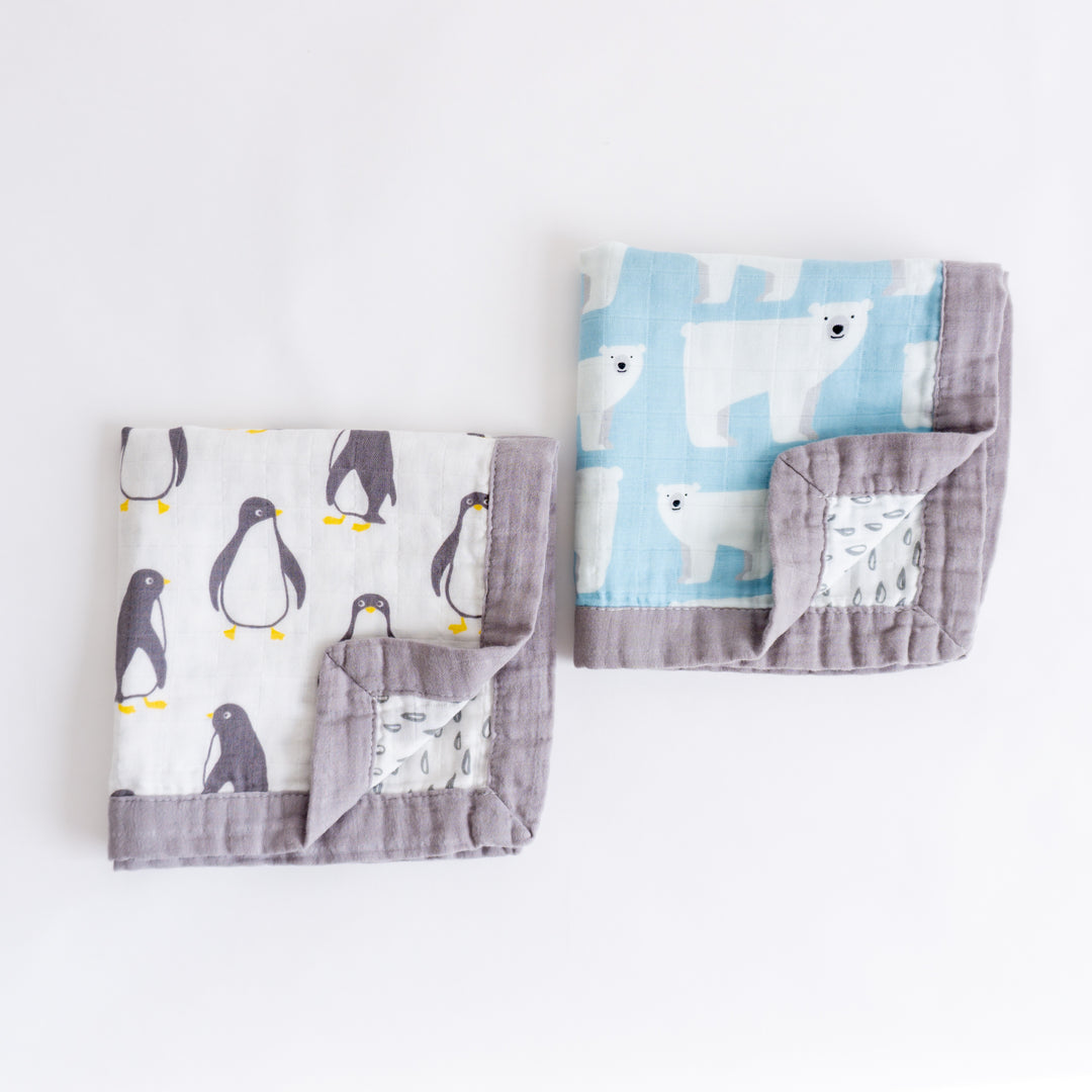 Organic Cotton Comforters "Penguin and Polar Bear" (Set of 2) 40x40CM