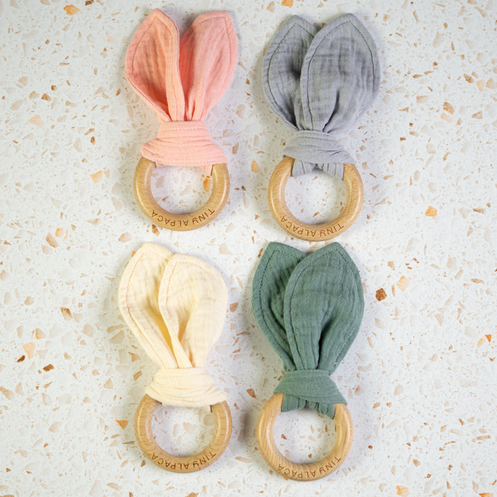Organic Cotton Bunny Security Blanket With Teether 40x40CM