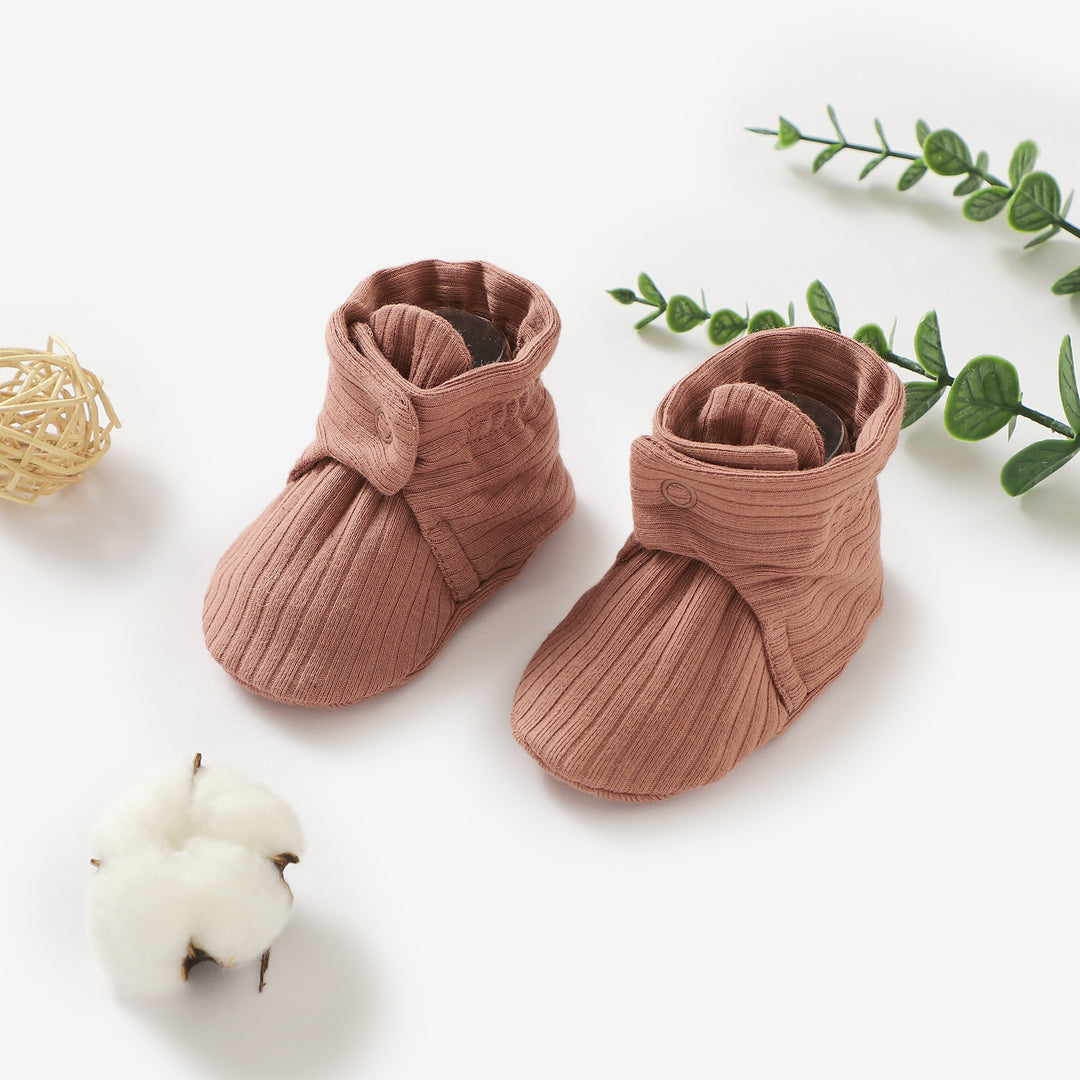 ORGANIC COTTON RIBBED BOOTIES SET 0-6 MONTHS 1 PAIR - Tiny Alpaca UK