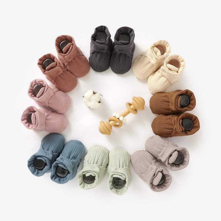 ORGANIC COTTON NEWBORN RIBBED BOOTIES 0-6 MONTHS 1 PAIR