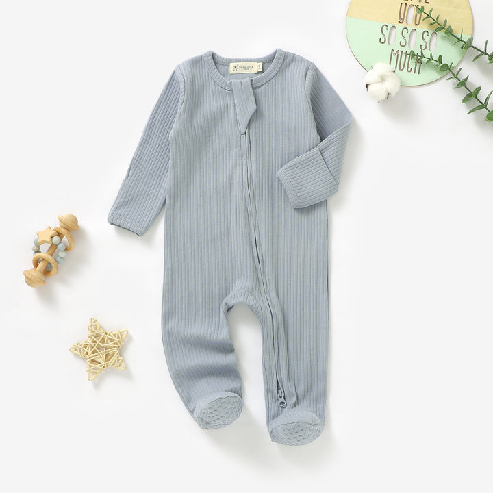 ORGANIC COTTON RIBBED SLEEPSUIT WITH TWO WAY ZIPPER | 0-24 M