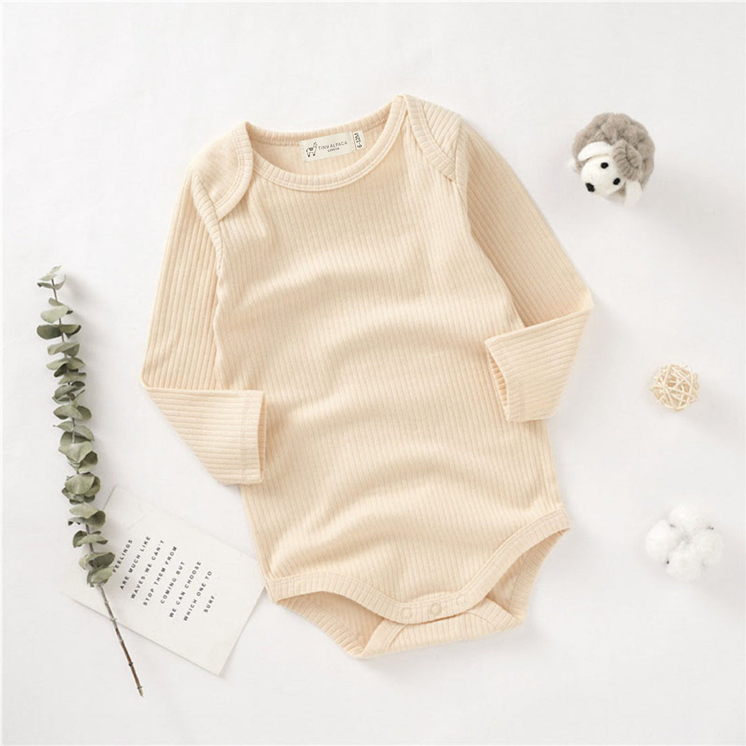 Organic Natural Cotton Ribbed Long Sleeve Baby Bodysuit (0-24 months)