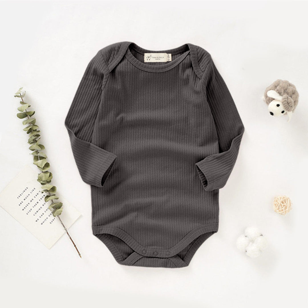 Organic Natural Cotton Ribbed Long Sleeve Baby Bodysuit (0-24 months)
