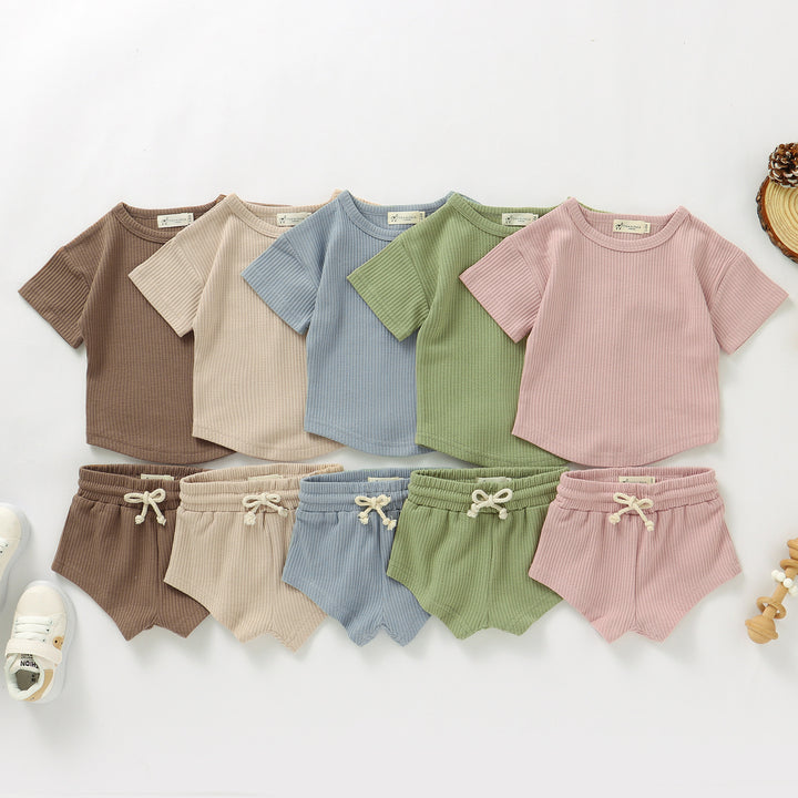 BABY WAFFLE CORD TOP AND SHORTS SET | 0-2 YEARS