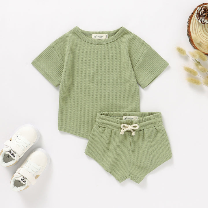 BABY WAFFLE CORD TOP AND SHORTS SET | 0-2 YEARS - Tiny Alpaca UK