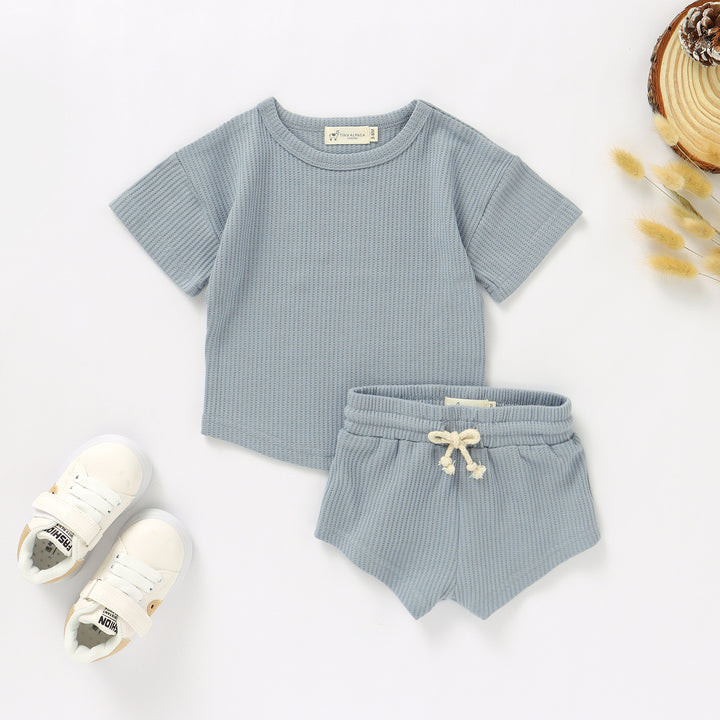 BABY WAFFLE CORD TOP AND SHORTS SET | 0-2 YEARS