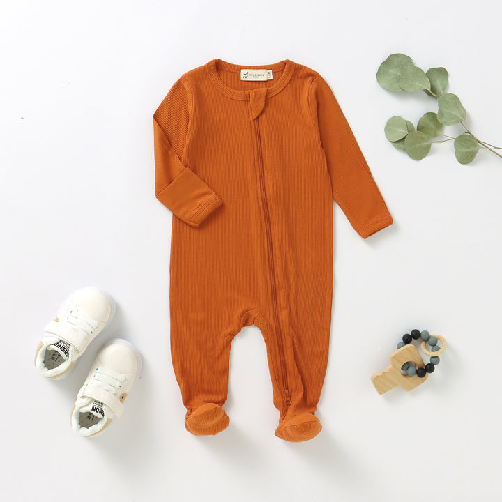 ORGANIC BAMBOO RIBBED SLEEPSUIT WITH TWO WAY ZIPPER | 0-24 M