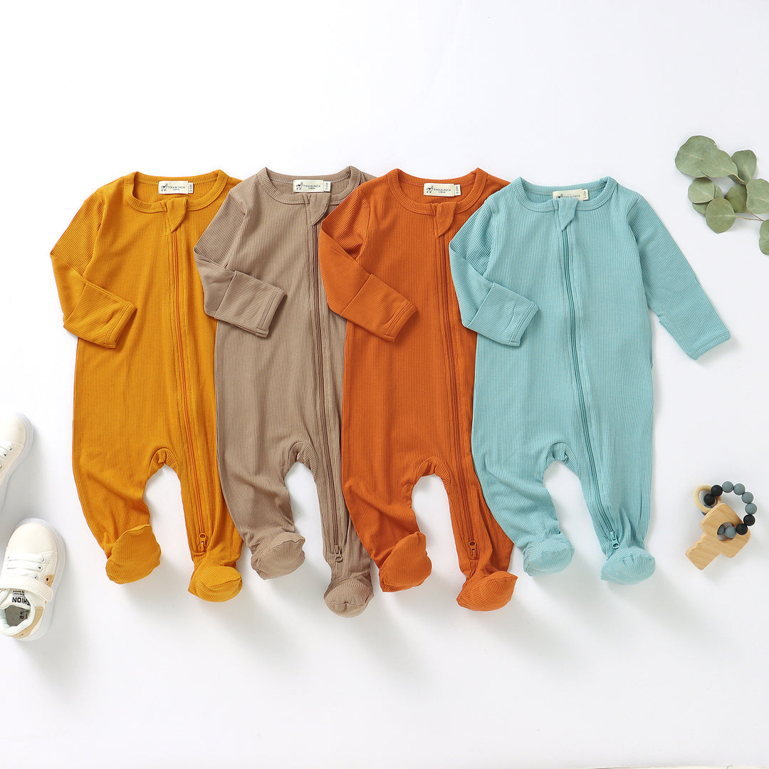 ORGANIC BAMBOO RIBBED SLEEPSUIT WITH TWO WAY ZIPPER | 0-24 M