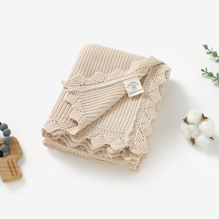Organic Cotton Lace Knitted Blanket 90x70cm