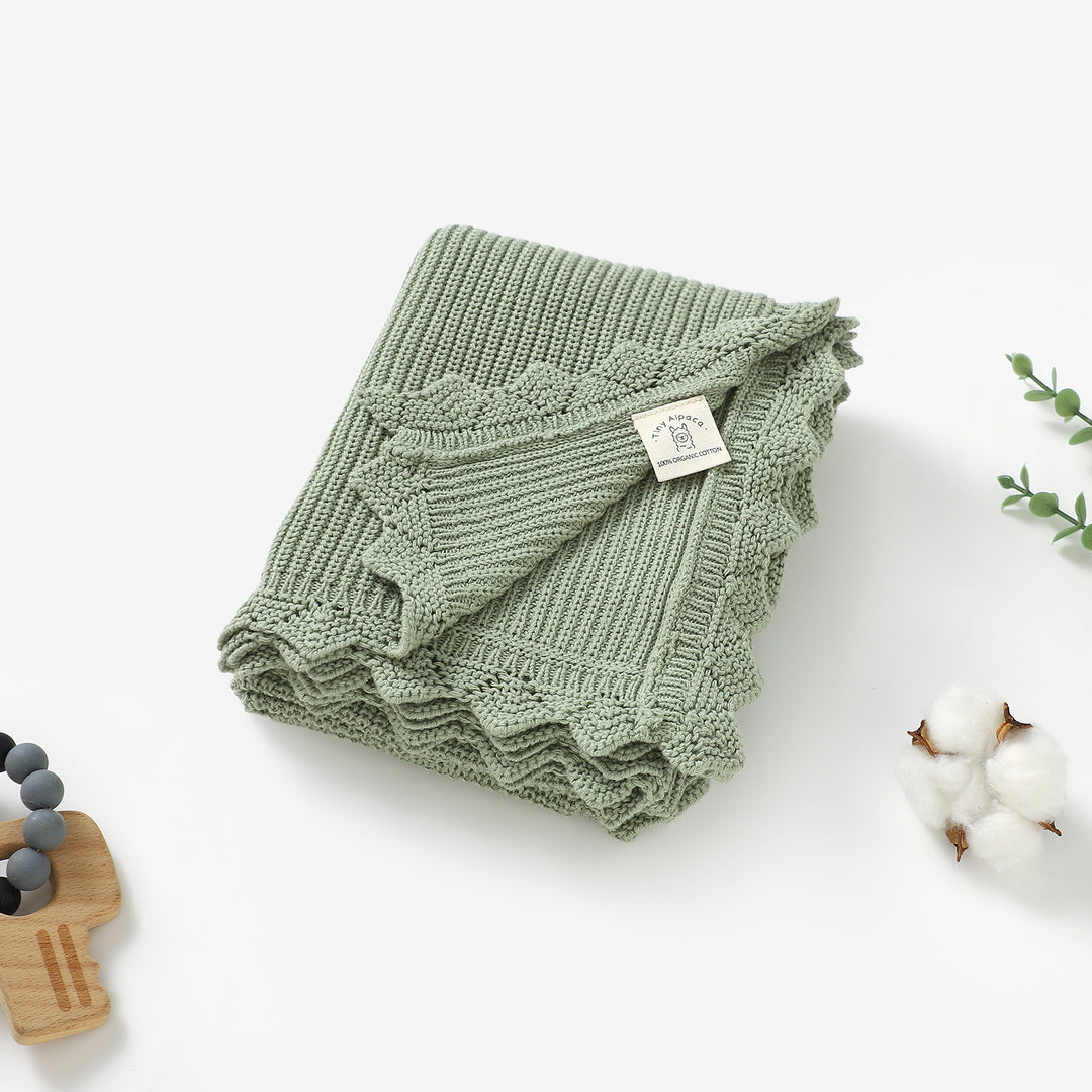 Organic Cotton Lace Knitted Blanket 90x70cm