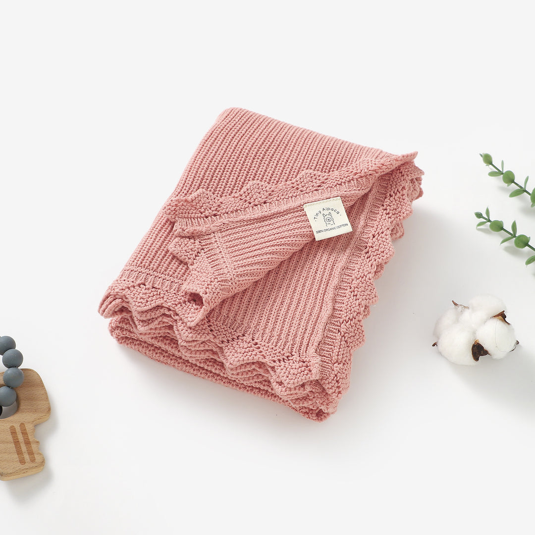 Organic Cotton Lace Knitted Blanket 90x70cm