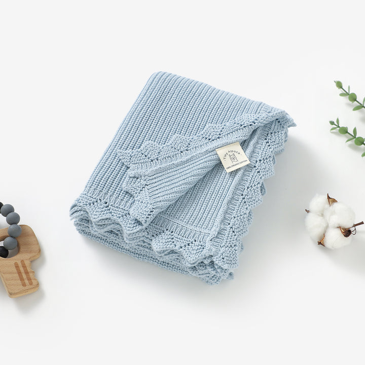 Organic Cotton Lace Knitted Blanket 90x70cm