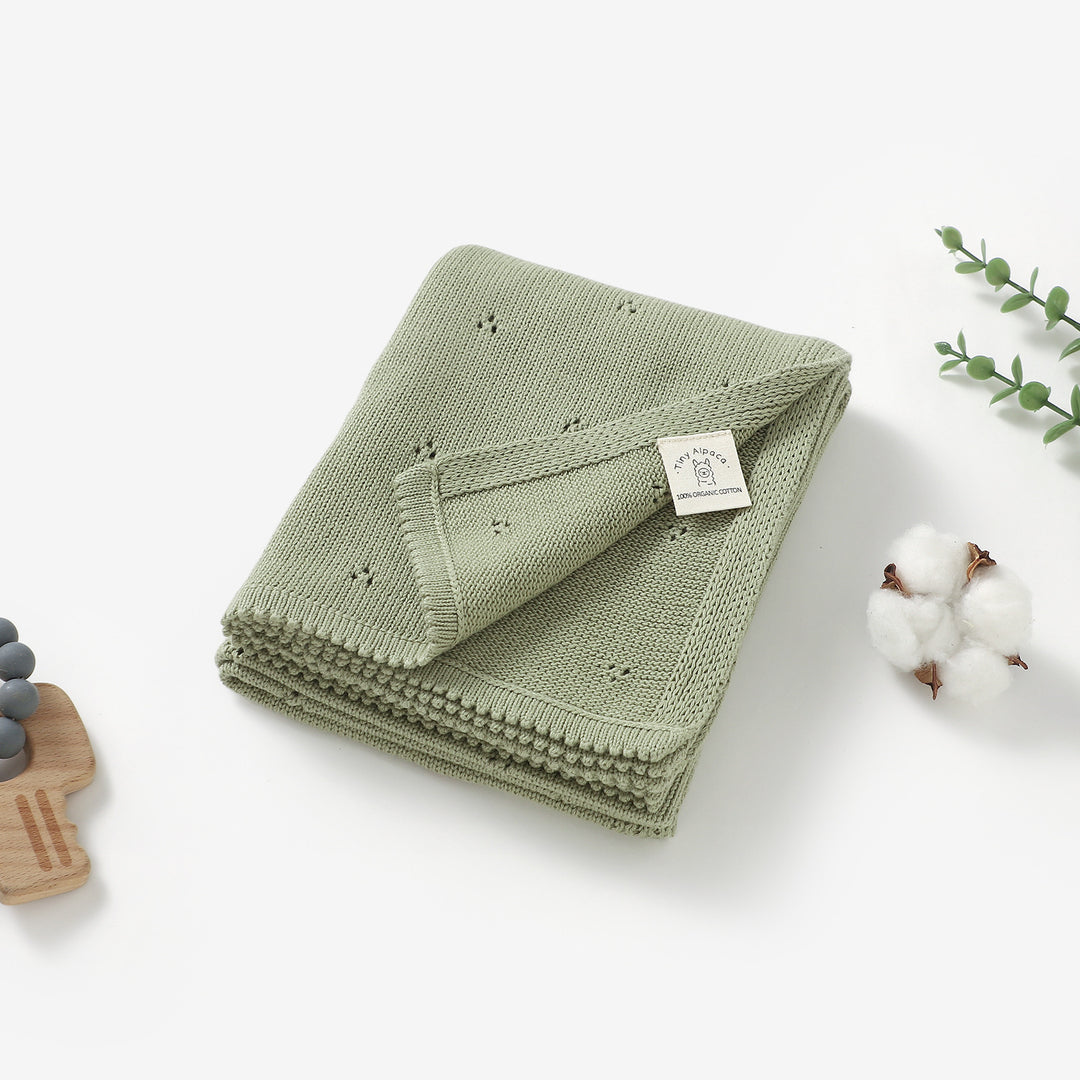 Organic Cotton Lace Knitted Blanket 100x80cm