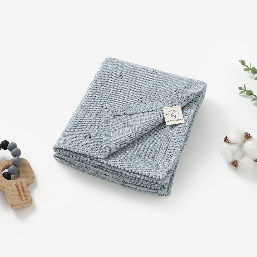 Organic Cotton Lace Knitted Blanket 100x80cm