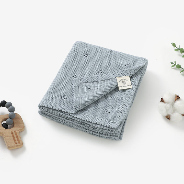 Organic Cotton Lace Knitted Blanket 100x80cm