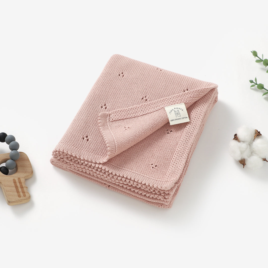 Organic Cotton Lace Knitted Blanket 100x80cm