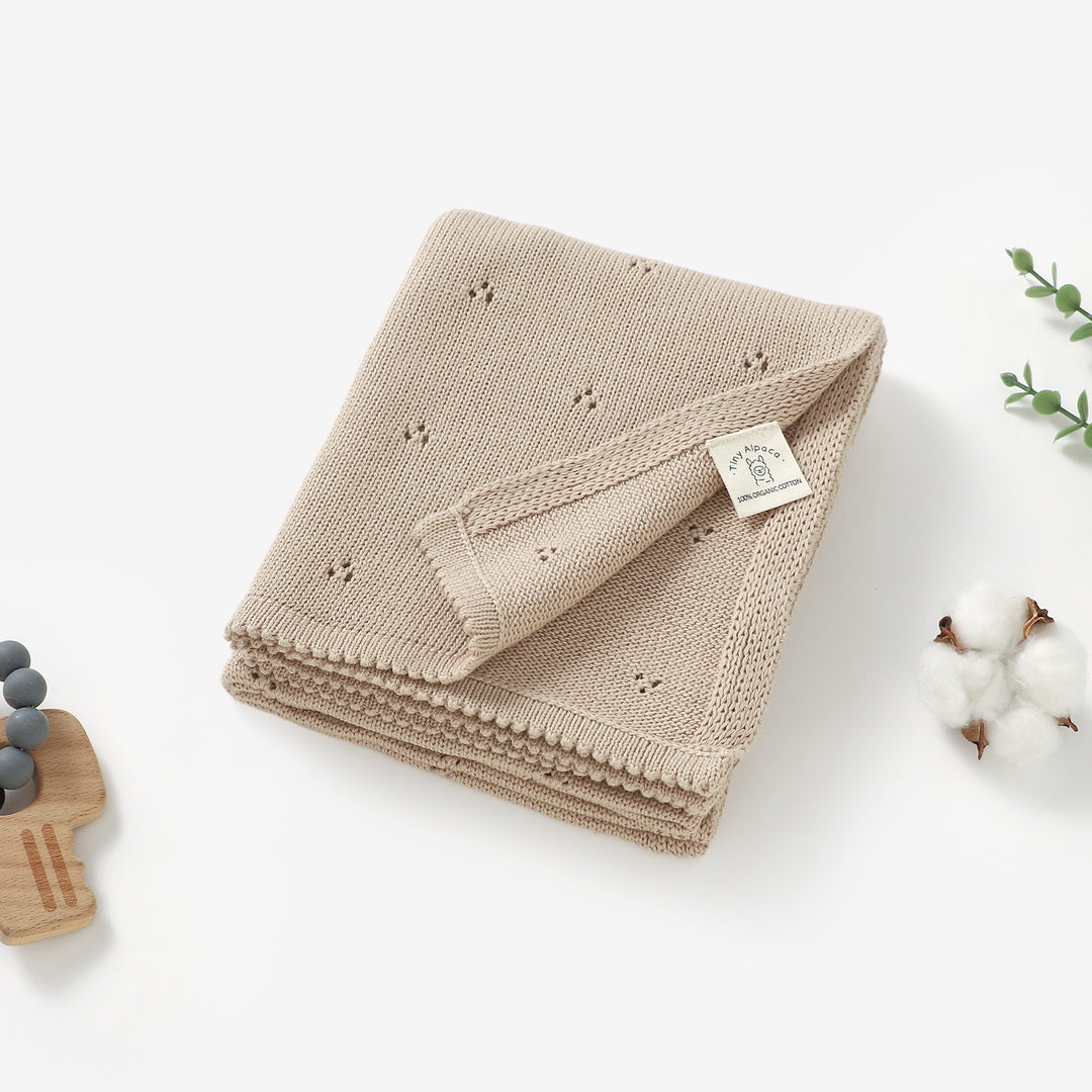 Organic Cotton Lace Knitted Blanket 100x80cm