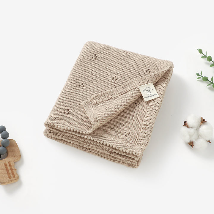 Organic Cotton Lace Knitted Blanket 100x80cm
