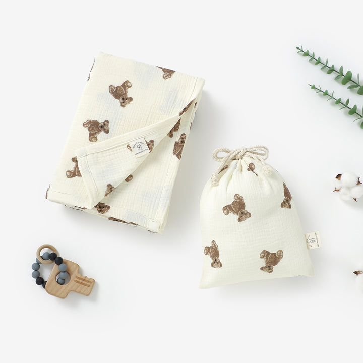 Large Organic Swaddle Baby Blankets With Matching Bag 120x120cm