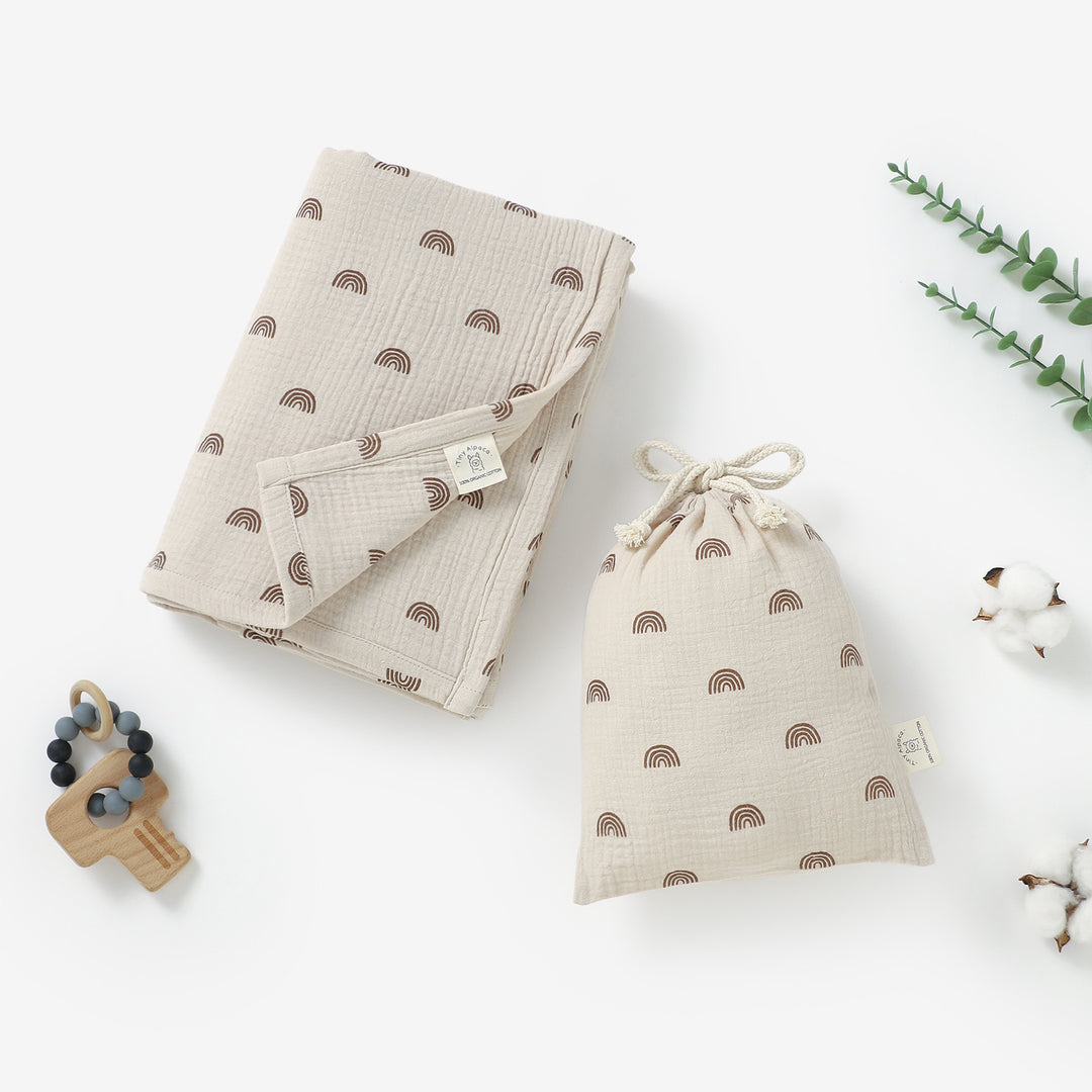 Large Organic Swaddle Baby Blankets With Matching Bag 120x120cm