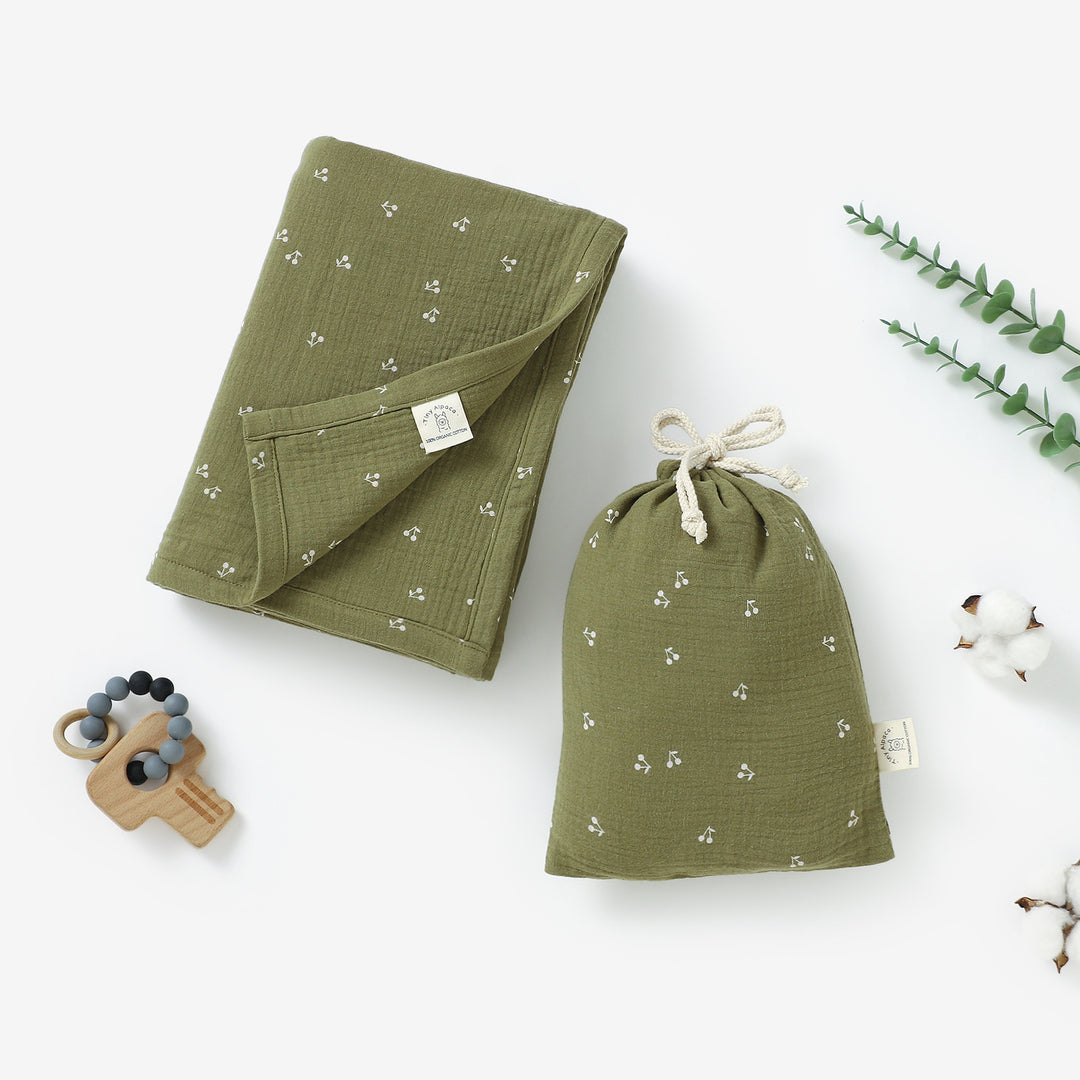 Large Organic Swaddle Baby Blankets With Matching Bag 120x120cm