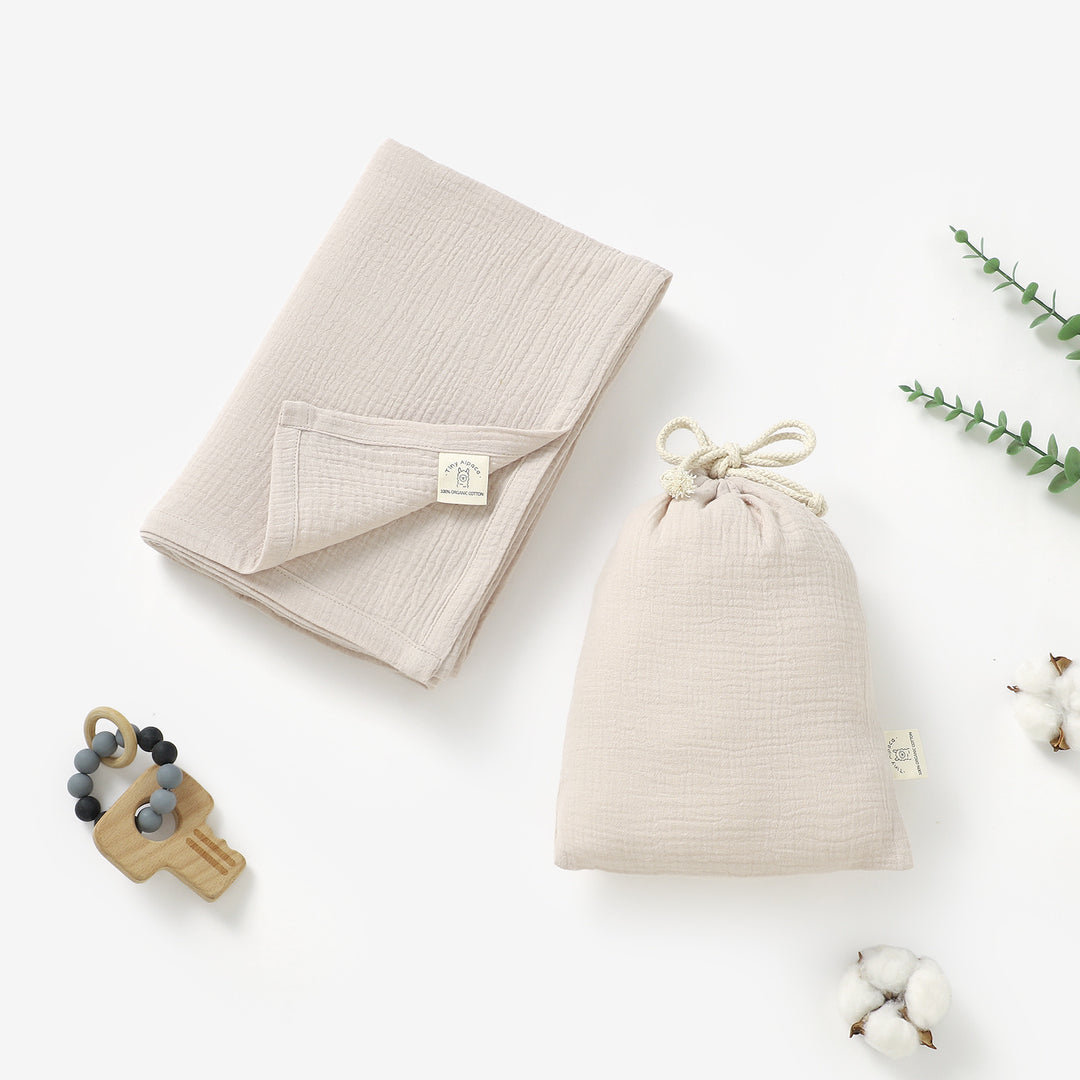 Large Organic Swaddle Baby Blankets With Matching Bag 120x120cm