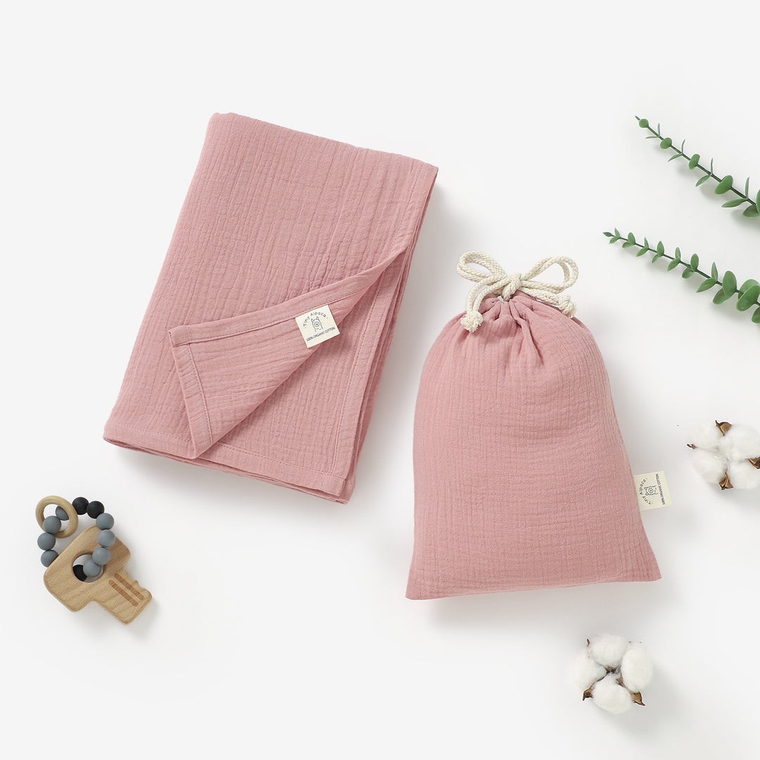 Large Organic Swaddle Baby Blankets With Matching Bag 120x120cm