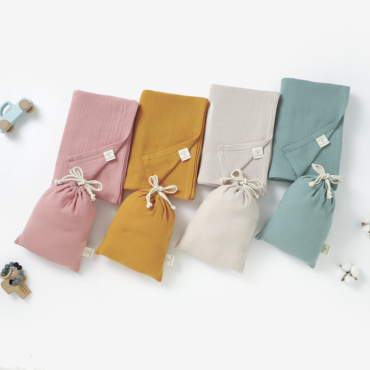 Large Organic Swaddle Baby Blankets With Matching Bag 120x120cm