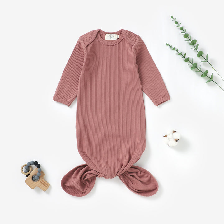 ORGANIC COTTON RIBBED NEWBORN GOWN 1 PCS | 0-6 MONTHS