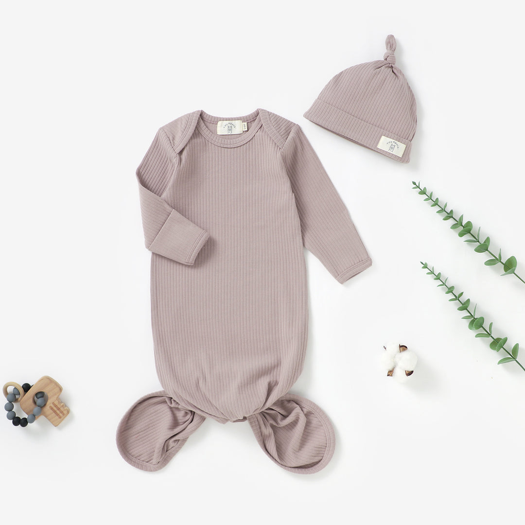 ORGANIC COTTON RIBBED GOWN & Hat 1 PCS | 0-6 MONTHS