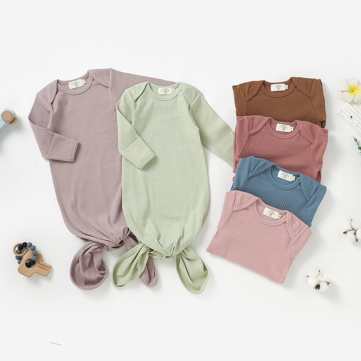 ORGANIC COTTON RIBBED NEWBORN GOWN 1 PCS | 0-6 MONTHS