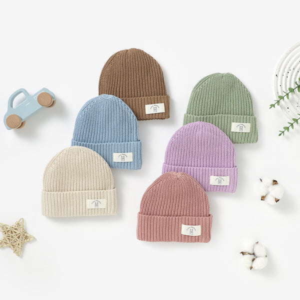 Organic cotton knitted baby beanie hat, 0–3y