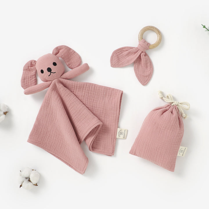 Dog Organic Cotton Comforter with Teether and Drawstring Bag