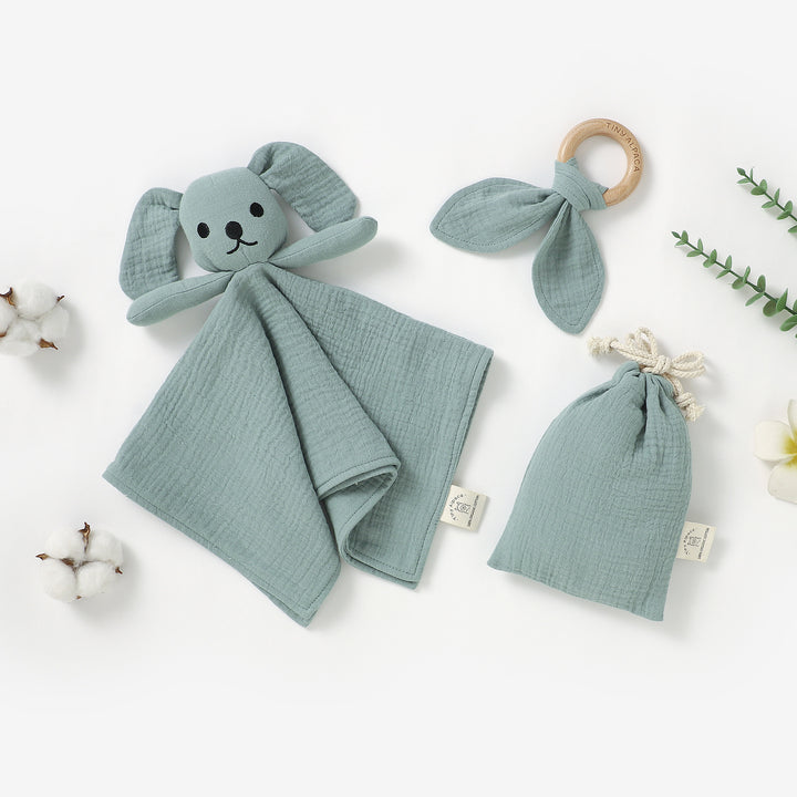 Dog Organic Cotton Comforter with Teether and Drawstring Bag