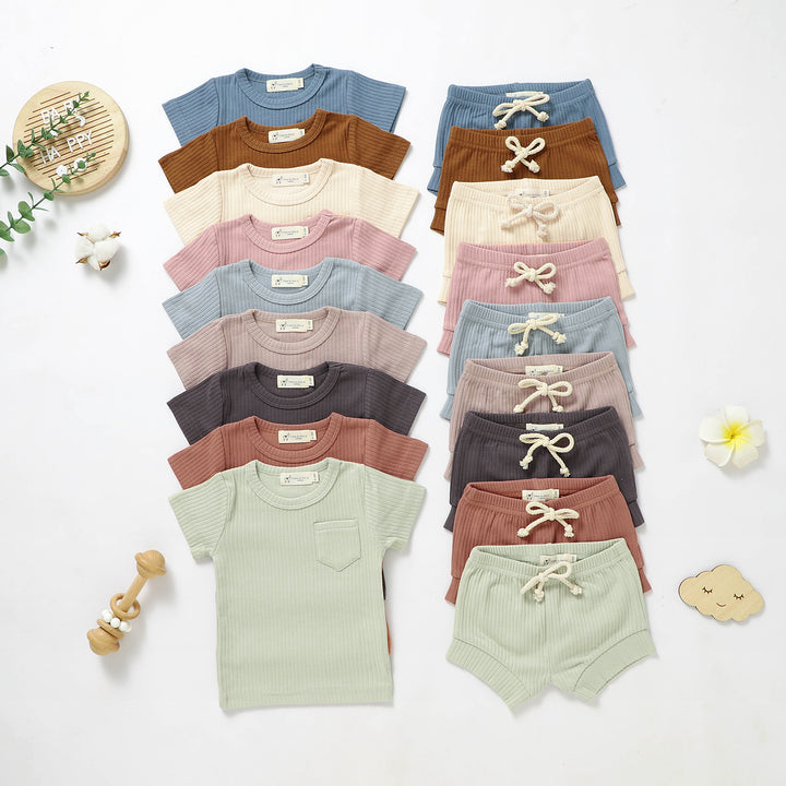 Organic Natural Cotton Short Sleeve Baby Cord Set