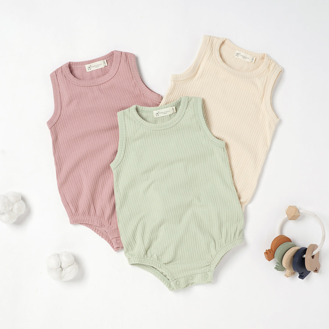 Tiny Alpaca Baby Sleeveless Organic Bodysuits