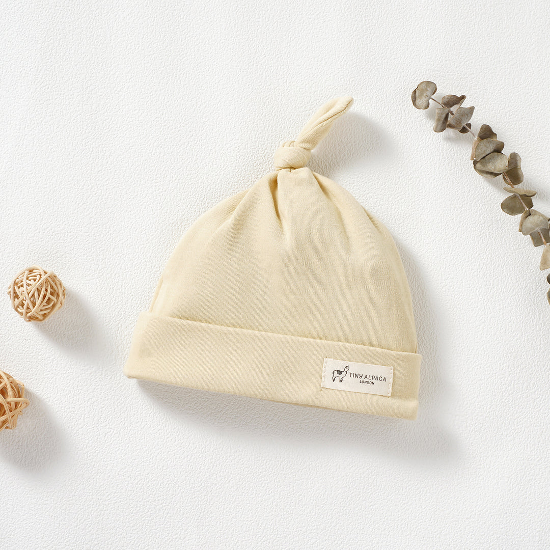 Organic Natural Cotton Baby Hats Set of 3 (0-18 Months) (Pink, Cream & Blush)
