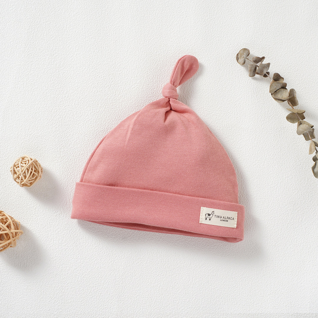 Organic Natural Cotton Baby Hats Set of 3 (0-18 Months) (Pink, Cream & Blush)
