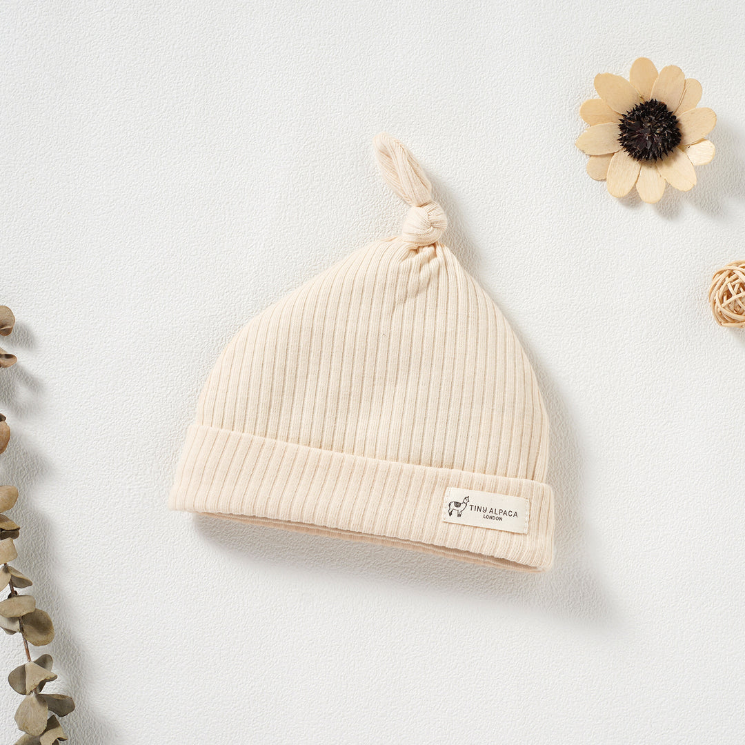 Organic Natural Cotton Ribbed Baby Hat (0-6 Months)
