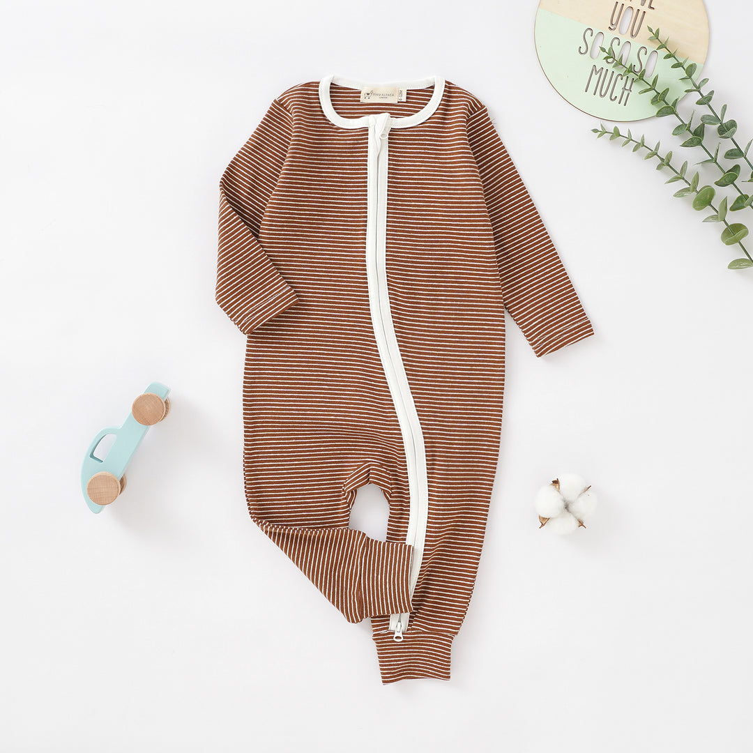 Organic Cotton Ribbed Footless Sleepsuit with Two Way Zipper | 0-24 M