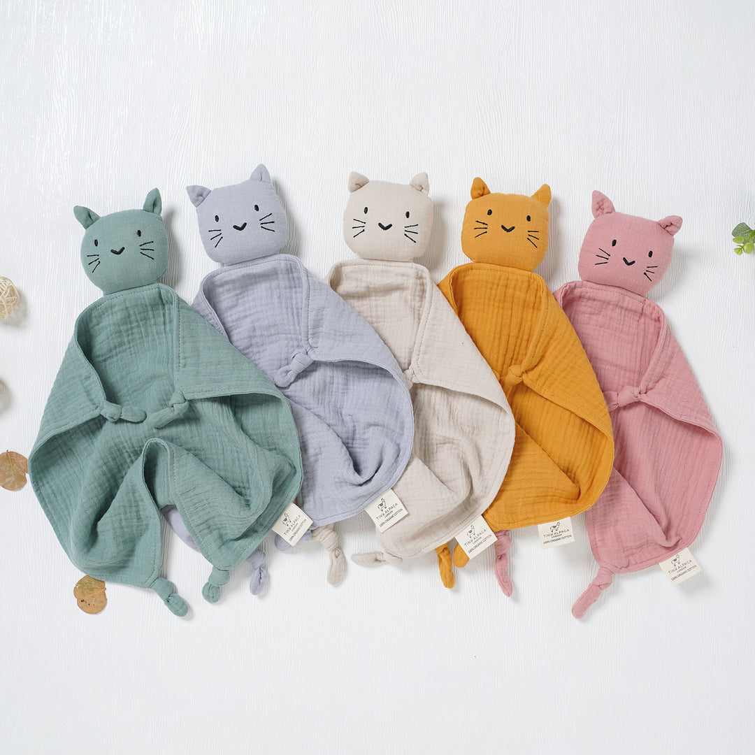 Cat Organic Cotton Security Blanket With Teether | 40x40CM