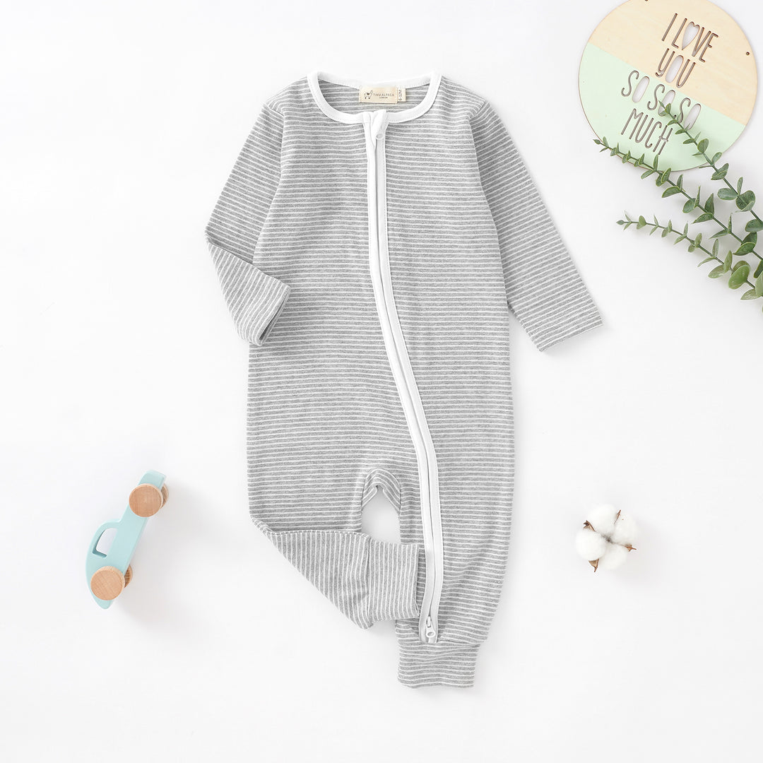Organic Cotton Ribbed Footless Sleepsuit with Two Way Zipper | 0-24 M