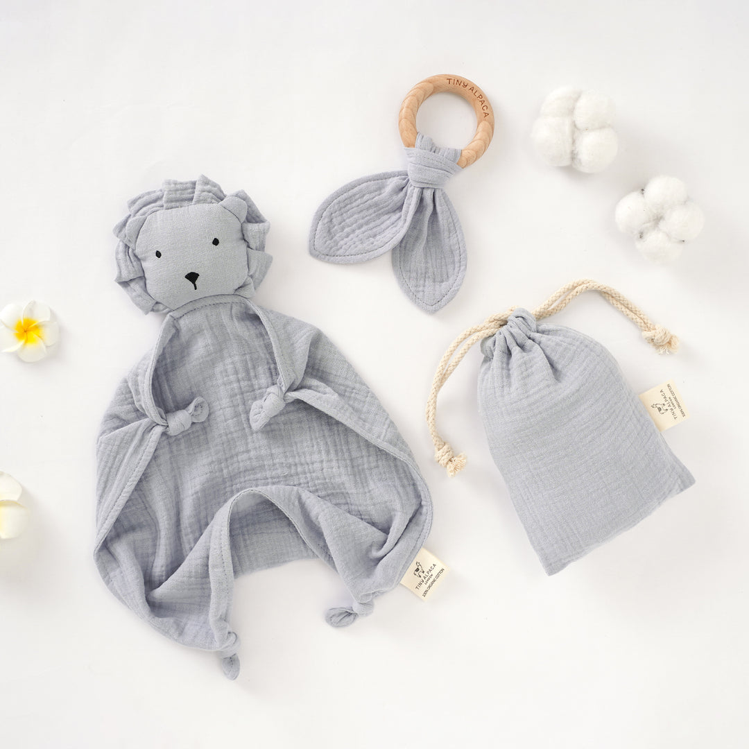 Organic Cotton Lion Security Blanket With Teether