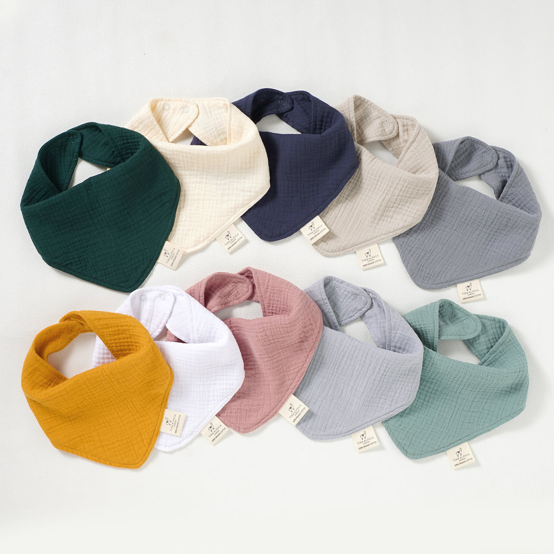 Organic Natural Cotton Dribble Bibs Set of 2 (0-1 Year) (Sage and Ether)