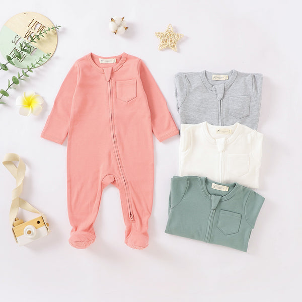 Organic Cotton Sleepsuit with Two Way Zipper | 0-24 M - Tiny Alpaca UK